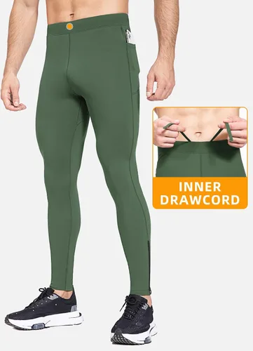 Miniatura 2 de BALEAF Mallas de forro polar para hombre, pantalones térmicos de ciclismo, resistentes al agua, con cremallera, bolsillos, para invierno, cálido