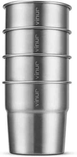 Miniatura 13 de VINUR Vasos Tumbler de Acero Inoxidable de 8 oz, Vasos de Metal Apilables para Beber para Viajes, Campamento, Exteriores, Paquete de 4