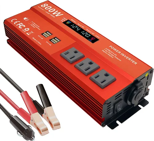 Miniatura 8 de Inversor de Potencia de 500W Pico 1000W para Vehículos, DC 12V a 110V AC, 4 x 2.4A Puertos USB Adaptador de Enchufe para Carro con Toma con 1 Puerto