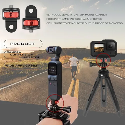 Miniatura 6 de Niewalda Adaptador de trípode de aluminio, 1 adaptador de conversión de ¼ a 20, compatible con cámaras de acción GoPro, Insta360 X3/Sjcam/cámara