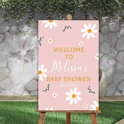 Miniatura 16 de Letrero de bienvenida personalizado para baby shower, con texto en inglés «A Little Sweetheart on the way» Baby Shower, cartel de bienvenida