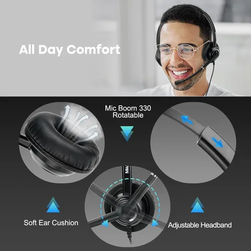 Miniatura 5 de MAIRDI Auriculares telefónicos con conector RJ9 y conector de 0.138 in para teléfono fijo de escritorio, teléfono celular, PC, portátil, auriculares
