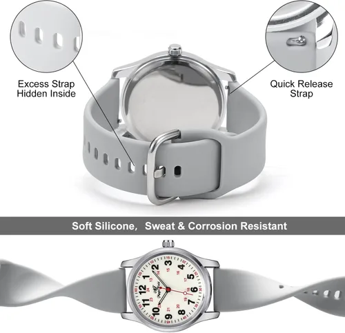 Miniatura 3 de ManChDa Nurse Watch Nursing Watch Medical Analog Watches for Women Waterproof Watch with Second Hand Easy to Read Watch Military Time Watch Luminous