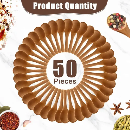 Miniatura 2 de Boao 50 Pzas Cucharas Pequeñas de Madera, 3.5'' L, Mini Cucharas Pequeñas de Madera Natural Cucharaditas Pequeñas para Frascos Azúcar Cremera Miel