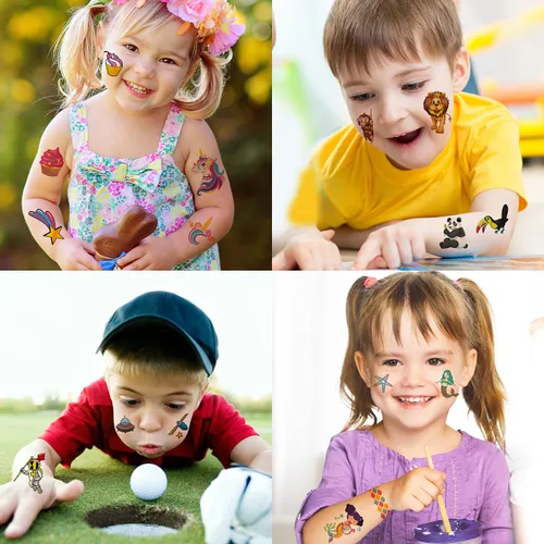 Miniatura 7 de Más de 250 tatuajes temporales para niños, 15 hojas de diseños mixtos de purpurina, tatuajes falsos impermeables para niños, temática de sirena