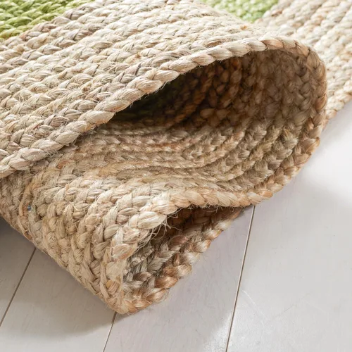 Miniatura 6 de SAFAVIEH Alfombra de Área Redonda de 10' - Colección de Fibra Natural - Verde y Marrón Natural, Yute Hecho a Mano, Diseño de Borde Trenzado (NF801G)