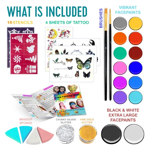 Miniatura 3 de Desire Deluxe Kit de pintura facial – Paleta de pintura facial a base de agua de 16 colores, fácil de aplicar y quitar, juego de pintura