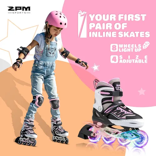 Miniatura 2 de 2PM SPORTS - Patines en línea Cytia para niñas, ajustables, con ruedas iluminadas, rosa, con ruedas con luces, patines divertidos y parpadeantes