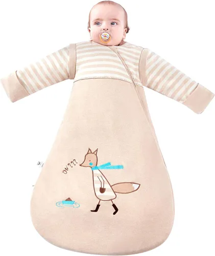 Miniatura 12 de Saco de dormir orgánico para bebé, manta de manga desmontable para otoño 2.5 Tog para 60-68℉