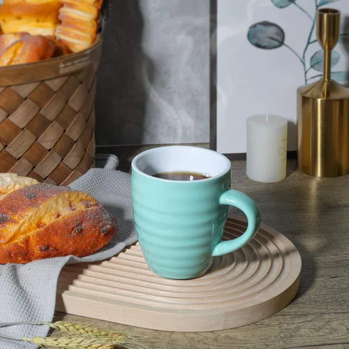 Miniatura 3 de ComSaf Juego de 6 tazas de café de cerámica, taza de café grande de 15 onzas, taza de té para oficina y hogar, taza de porcelana con asa