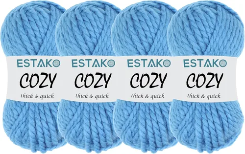 Miniatura 14 de Estako Cozy Thick & Quick Yarn - Hilo acogedor grueso y rápido, 20% lana, 80% acrílico, suave, súper voluminoso, peso #6, para tejer y hacer 50187