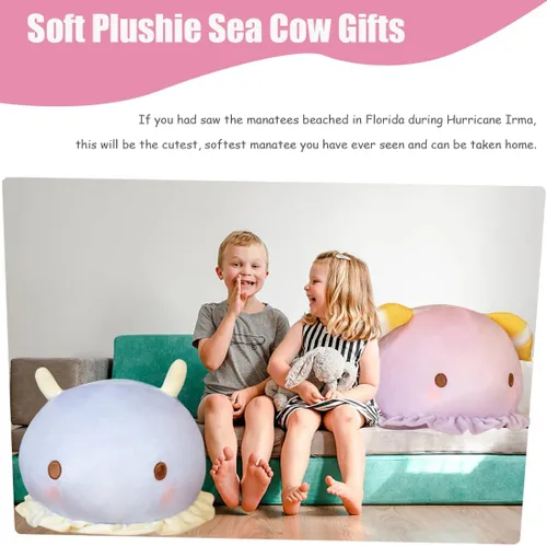 Miniatura 3 de ELAINREN Almohada suave de peluche de manatí rosa grande, peluche de vaca marina, juguete de peluche con forma de manatí/15.7 x 13.8 pulgadas