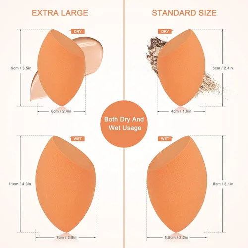 Miniatura 4 de Esponjas de maquillaje extra grandes de 4.3 in, licuadora grande para cara y cuerpo (1 pequeña y 1 grande) -con 2 soportes para esponjas, aplicación