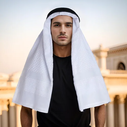 Miniatura 6 de Jmkcoz Shemagh árabe táctico desierto keffiyeh pañuelo para la cabeza turbante árabe cuello diadema traje árabe musulmán para hombres mujeres