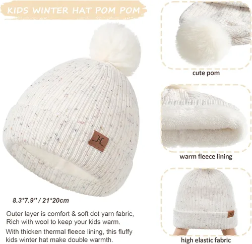 Miniatura 3 de Toddler Hat Scarf Glove Set 2t-4t Boy Girls Winter Beanie Hat Neck Warmer Mitten Kids Hats And Gloves Ages 4-8 Fleece Lined