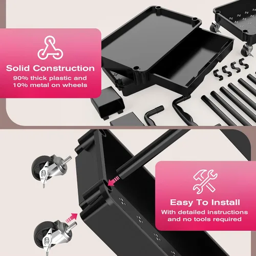 Miniatura 4 de Goovilla Carrito Organizador de Maquillaje Rodante con Cajón Extraíble, Carrito de Almacenamiento de Cuidado de la Piel de 3 Niveles Estable Negro