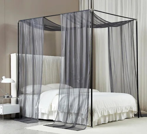 Akiky Cortinas de cama tamaño Queen, color gris, transparente, para cama, toldo de cama, bufanda de cama para niños, cortinas para decoración de