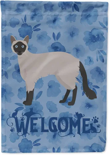Miniatura 252 de Caroline's Treasures CK4813CHF - Bandera de bienvenida con gato abisinio azul, manga grande, para porche, para colgar en la pared, poliéster