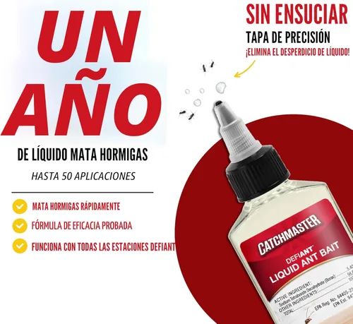 Miniatura 6 de Catchmaster DEFIANT Matador de Hormigas Líquido Premium, suministro de 1 año, mata a la reina y la colonia, botella de precisión sin desorden