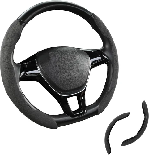 Miniatura 10 de Funda de gamuza para volante de automóvil, antideslizante, segmentada, adecuada para automóvil, SUV, camión, forma O/D, protector de volante