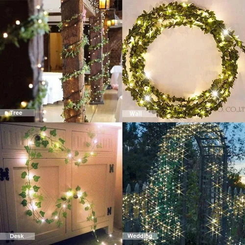 Miniatura 7 de Comtelek Guirnalda de hiedra artificial para decoración de habitación, guirnalda de hiedra artificial con 100 luces LED, plantas colgantes, hojas