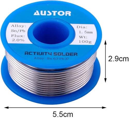 Miniatura 4 de AUSTOR 63-37 Alambre de soldadura de núcleo de colofonia de plomo de estaño para soldadura eléctrica (0.059 in, 3.53 oz)