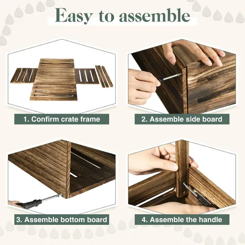 Miniatura 4 de Suzile Caja de madera para baby shower, cesta de madera para regalos con asa, ropa de niño y niña, caja de almacenamiento para revelación de género