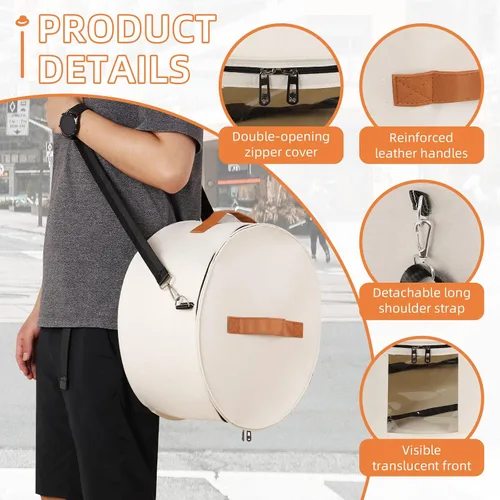 Miniatura 4 de Caja para sombreros, 15.7 x 7.8 x 15.75 pulgadas, caja de almacenamiento plegable con tapas para mujeres y hombres, cajas de viaje para Gris Oscuro