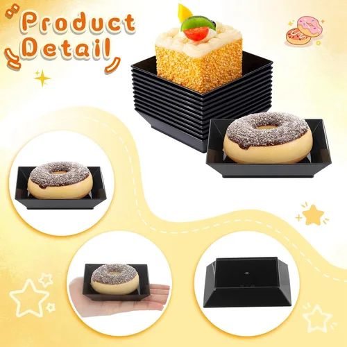 Miniatura 3 de Nuogo 300 platos cuadrados de plástico para postre de 3.6 pulgadas, platos desechables cuadrados para fiestas, mini platos de muestra