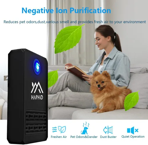 Miniatura 3 de Purificador de aire ionizador, desodorante de arena para gatos adopta tecnología de aniones con 8 cabezales de fibra de carbono con 40 millones