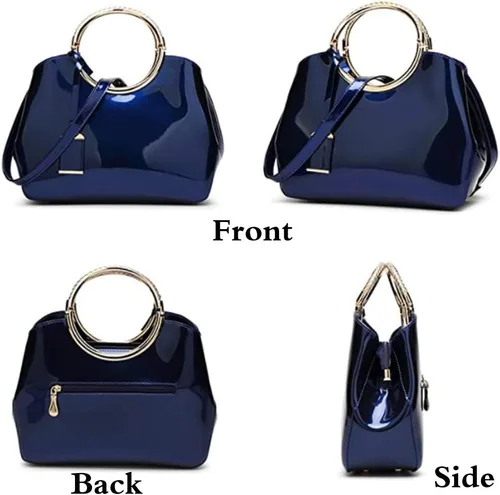 Miniatura 4 de Rullar Bolso elegante de las mujeres y bolso de la manija superior del bolso de la manija de la bolsa de cuero de patente de la totalizador