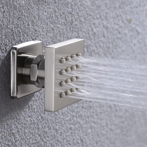 Miniatura 3 de Chorro de ducha de latón macizo con chorro de ducha ajustable para masaje lateral de spa, juego de ducha montado en la pared, acabado cuadrado