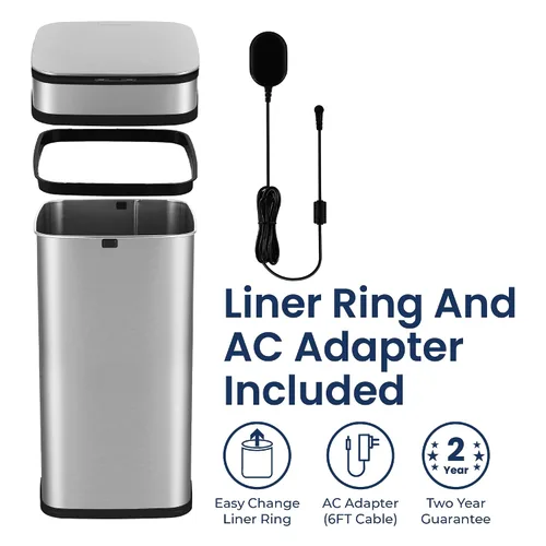 Miniatura 4 de Ninestars Bote de basura inteligente para cocina con neutralización de olores de 13 galones, basurero automático con sensor de movimiento y control