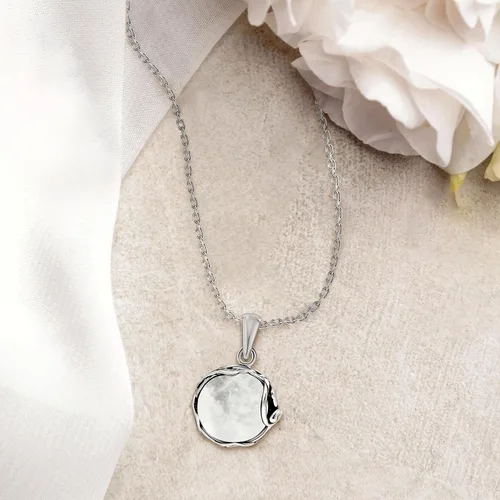 Miniatura 8 de 925 Sterling Silver Natural Moonstone Necklace - 14mm White Iridescent Round Gemstone Pendant, June Gemini Birthstone Birthday Present - Unique