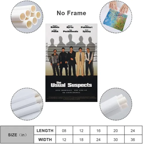 Miniatura 2 de ADOVZ Pósteres de películas retro de The Usual Suspects de los años 90, póster vintage para decoración del hogar, arte de pared, impresión de imagen