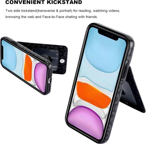 Miniatura 5 de Vaburs Funda compatible con iPhone 11 con tarjetero de crédito, diseño de guepardo de leopardo negro, cierre magnético de piel sintética de primera