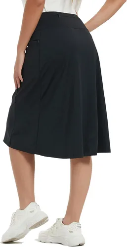 Miniatura 2 de NOOYME Falda pantalón de 28 pulgadas para mujer con 3 bolsillos, modesta, longitud hasta la rodilla, atlética, midi