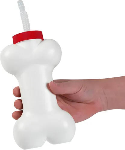 Miniatura 3 de Fun Express 12 tazas de hueso de perro con pajitas de 7.5 pulgadas, tazas en forma de hueso de 14 onzas, suministros y recuerdos para fiesta