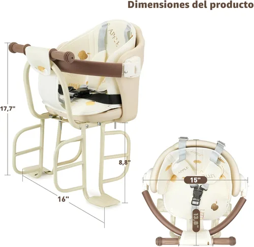 Miniatura 7 de Kid's Bike seat Rear Child Carrier Bike Chair for Bicycle Kids seat for Children 2~4 Years,Weight 55 lbs blanco (Rear Mounted Off White)