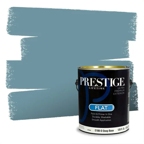 Miniatura 1013 de Pintura Exterior + imprimación PRESTIGE, todo-en-uno, 1 galón, acabado mate, color comparable al Valspar* Royal Gray* VS151-Gris real