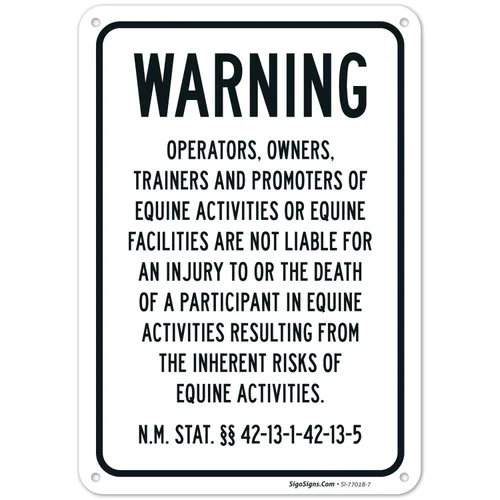 Miniatura 18 de Sigo Signs, Warning Under New Mexico Law Patrocinador de actividad equina o letrero profesional, 10 x 7 pulgadas, calcomanías de vinilo de 4 mil