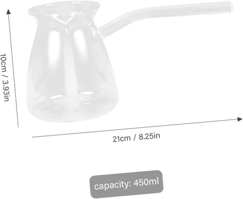 Miniatura 2 de Healeved Tetera de cristal elegante de la resistencia al calor del pote 15.2 fl oz de café preparado a mano para el hogar