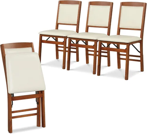 Miniatura 16 de Giantex Juego de 2 sillas de comedor plegables de madera negra con asiento acolchado, marco de madera maciza, carga máxima de 400 libras, sin