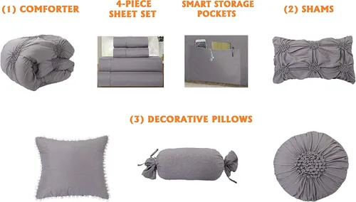 Miniatura 5 de Elegant Comfort Lujoso, suave y acogedor juego de edredón de girasol de 10 piezas, juego completo suave y sedoso que incluye juego de sábanas