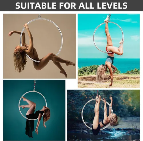 Miniatura 6 de PRIOR FITNESS Juego de aros aéreos Lyra para adultos suspensión anillo profesional equipo de aro aéreo de un solo punto de acero inoxidable