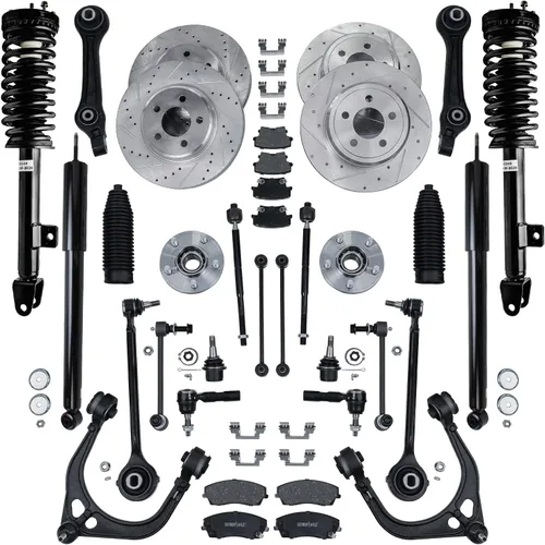 Miniatura 39 de Detroit Axle - Rotores de freno para Ford 2013-2019 Explorer Taurus Flex Lincoln MKT MKS, rotores de freno de disco ranurados perforados de repuesto