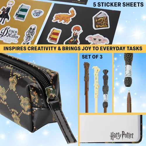 Miniatura 4 de Get Trend Harry Potter Gifts - Juego de papelería con lindo cuaderno de punta esférica, bolígrafos y estuches, calcomanías para estuches de lápices