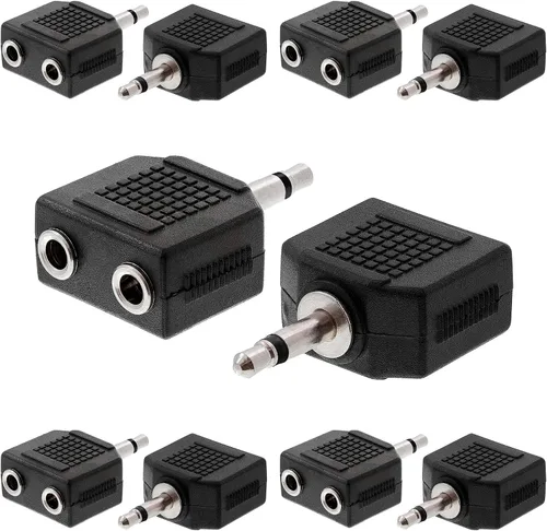 Miniatura 8 de Cmple - [Paquete de 10] Adaptador de audio para avión dual de 0.138 in macho a 0.138 in hembra, adaptador de audio estéreo para auriculares de vuelo