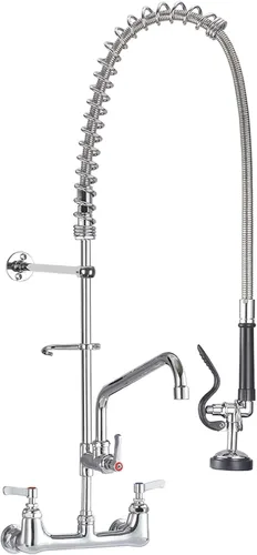 Miniatura 8 de Grifo comercial para fregadero de cocina de montaje en pared, construcción de latón, dispositivo de preenjuague de cromo pulido, 25 pulgadas