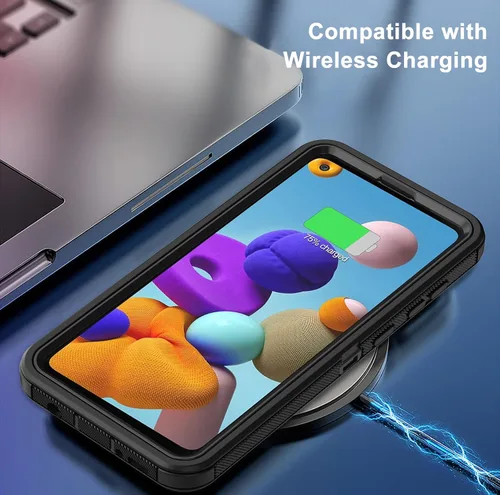Miniatura 5 de Funda para Galaxy A21s versión de EE. UU., carcasa de cuerpo completo A21s con protector de pantalla integrado, funda de protección híbrida de tres